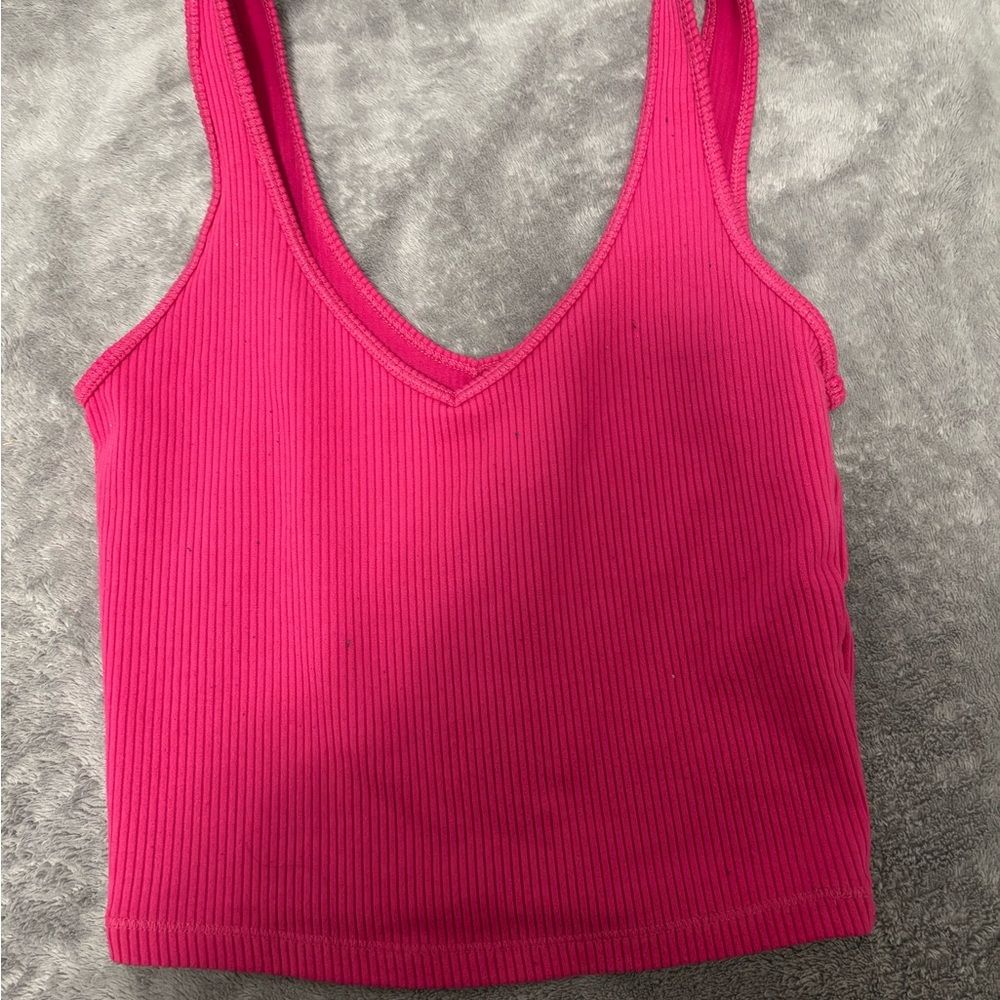 Pink Ribbed Women's Tank Top
